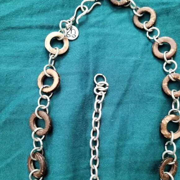 Coconut Shell and Silver Mialisia Necklace - Picture 2 of 5